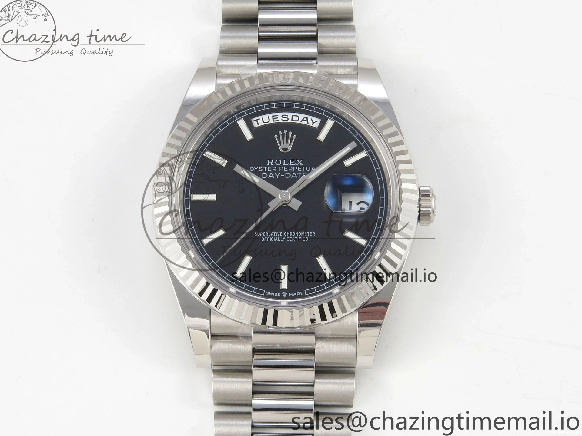 Good Copy Rolex Watches 1:1 (Gain Best Marker on Black Date Weight) Day SS V3 Bracelet Edition 40 228236 President VR3255 WellDesigned THBF Dial 268 0107